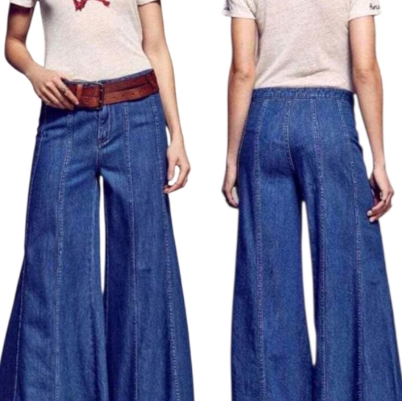 Free People Gilmore Ultra Wide Leg Jeans CROPPED - Picture 5 of 10